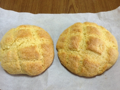 ホットケーキミックスでメロンパンができるなんて驚きです！しかも簡単！子供がメロンパン大好きなので大喜びでした！