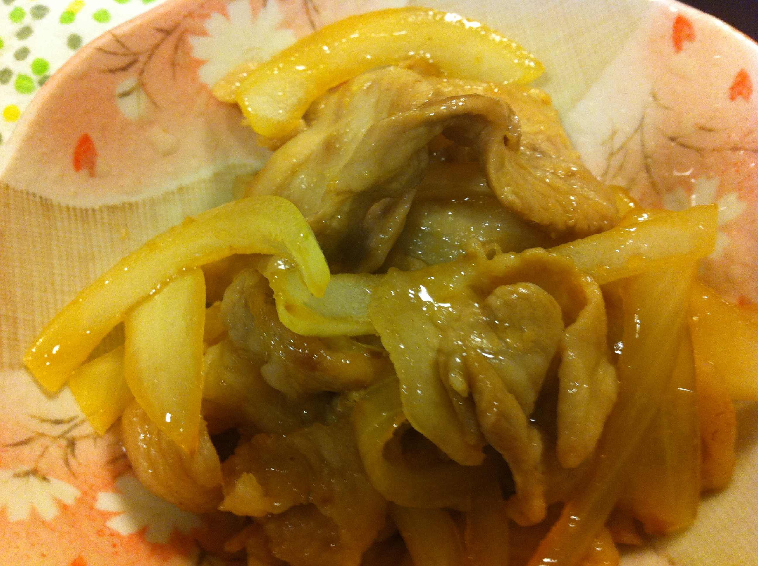 豚バラ肉と玉ねぎの生姜醤油炒め