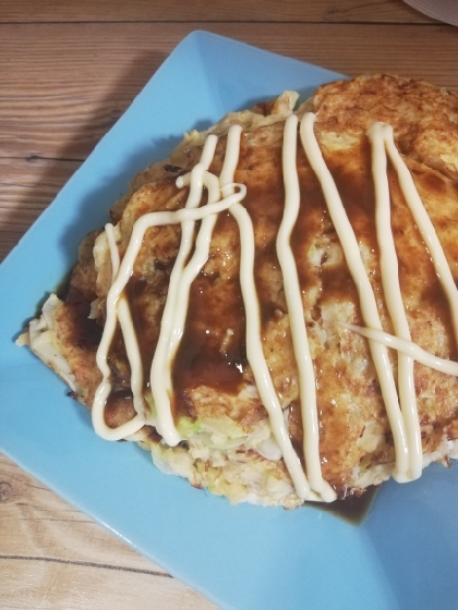 粉なし簡単！キャベツのとろろ焼き(お好み焼き風)