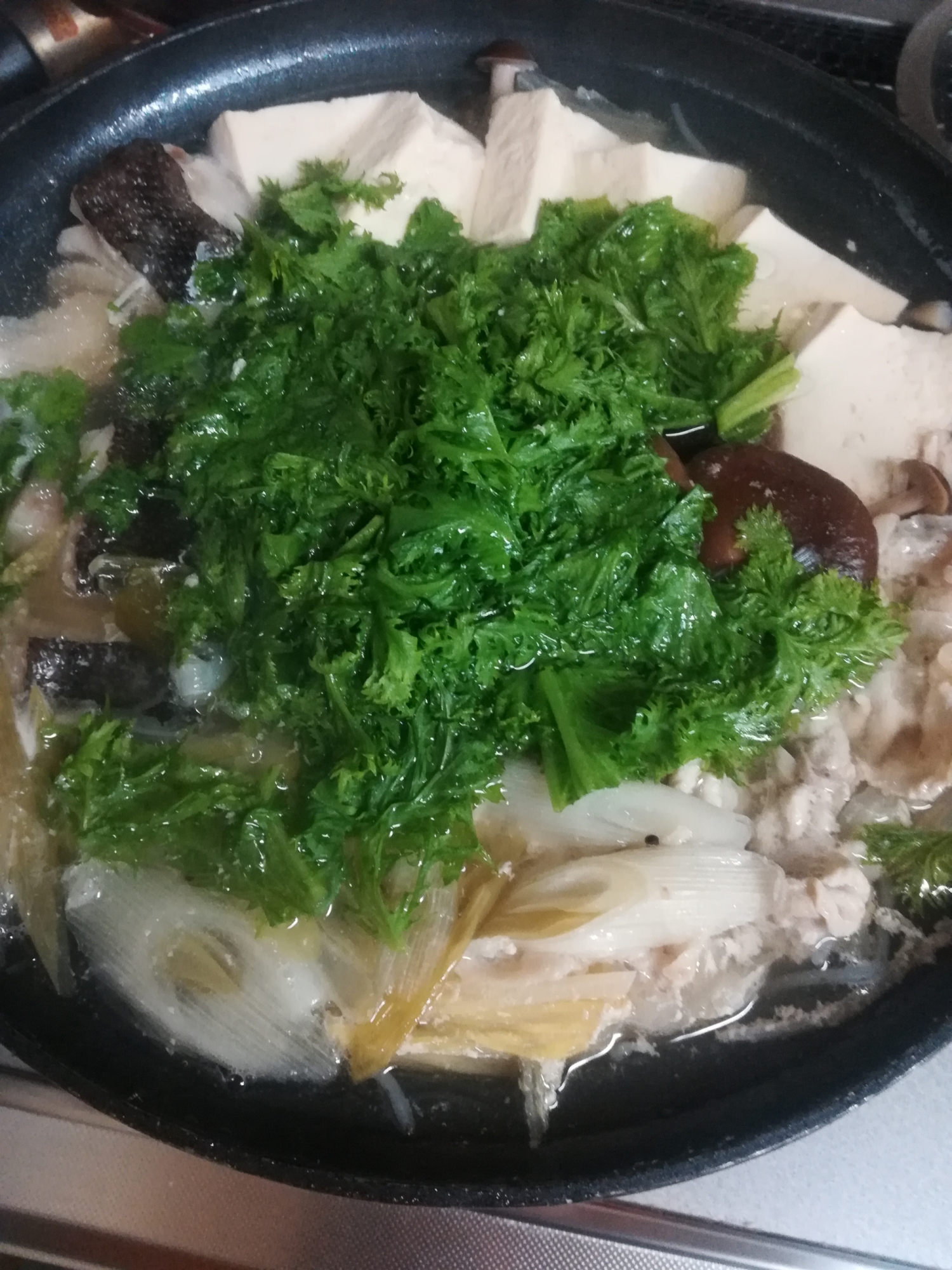 わさび菜の水炊き