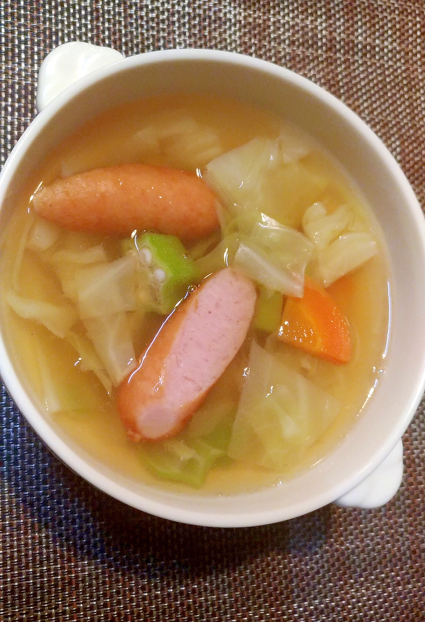 オクラとウインナーの野菜スープ