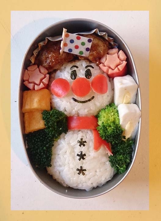 冬のキャラ弁★アンパンマン雪だるま★