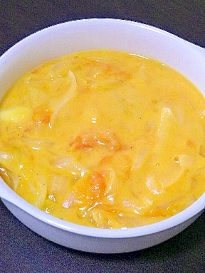 冷凍トマトを使った豆乳スープ