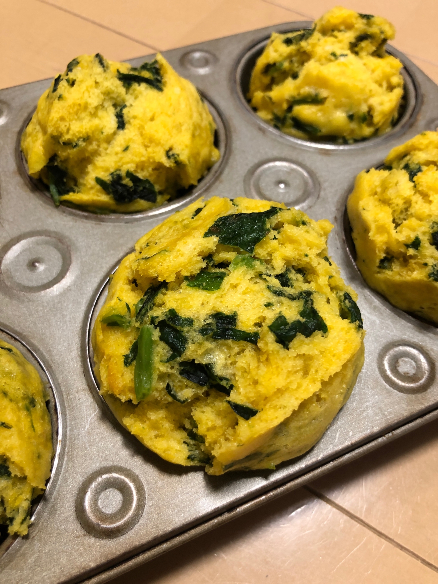 【幼児食】かぼちゃとほうれん草の蒸しパン