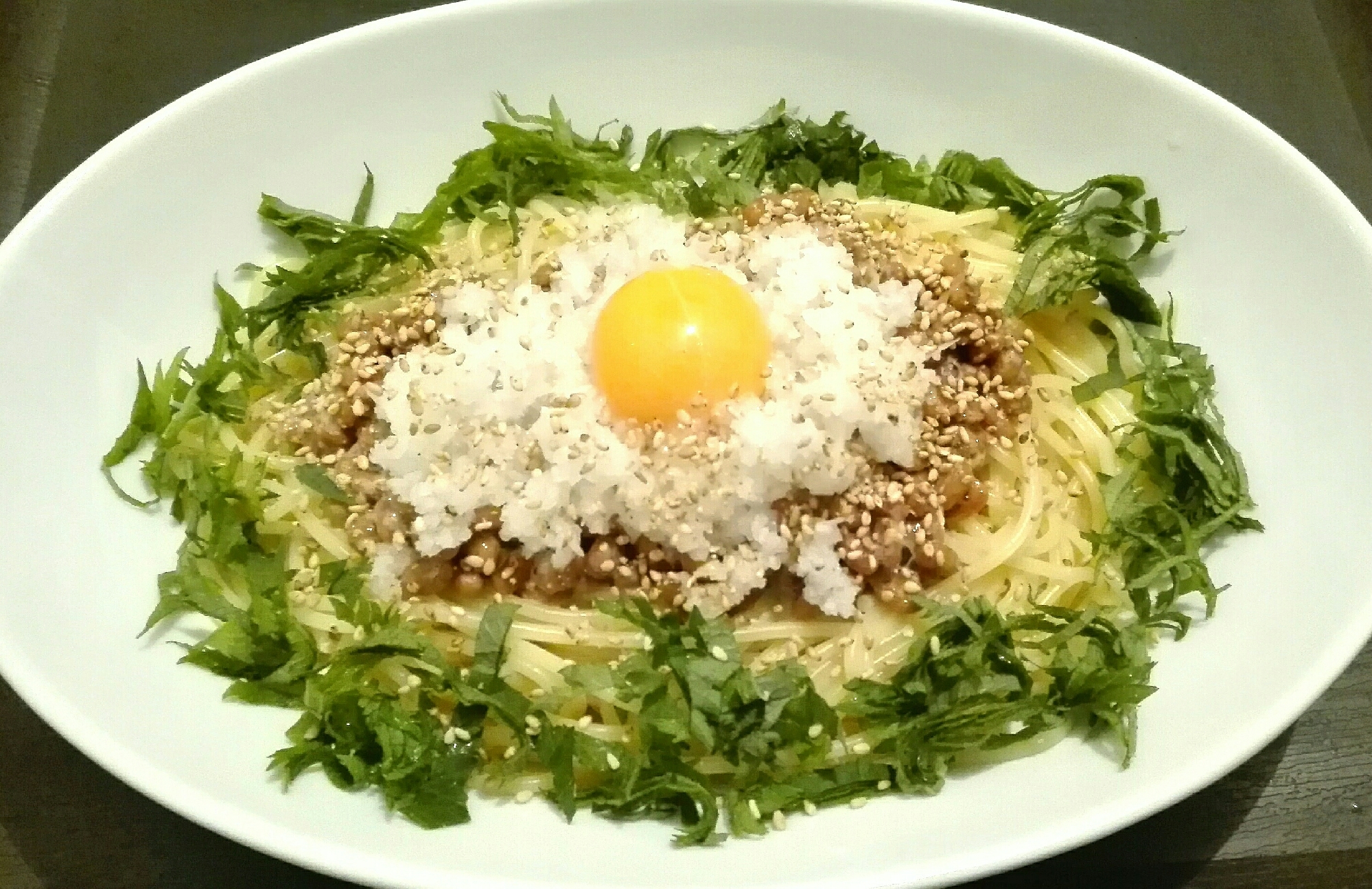 お皿の上で出来ちゃう！納豆パスタ