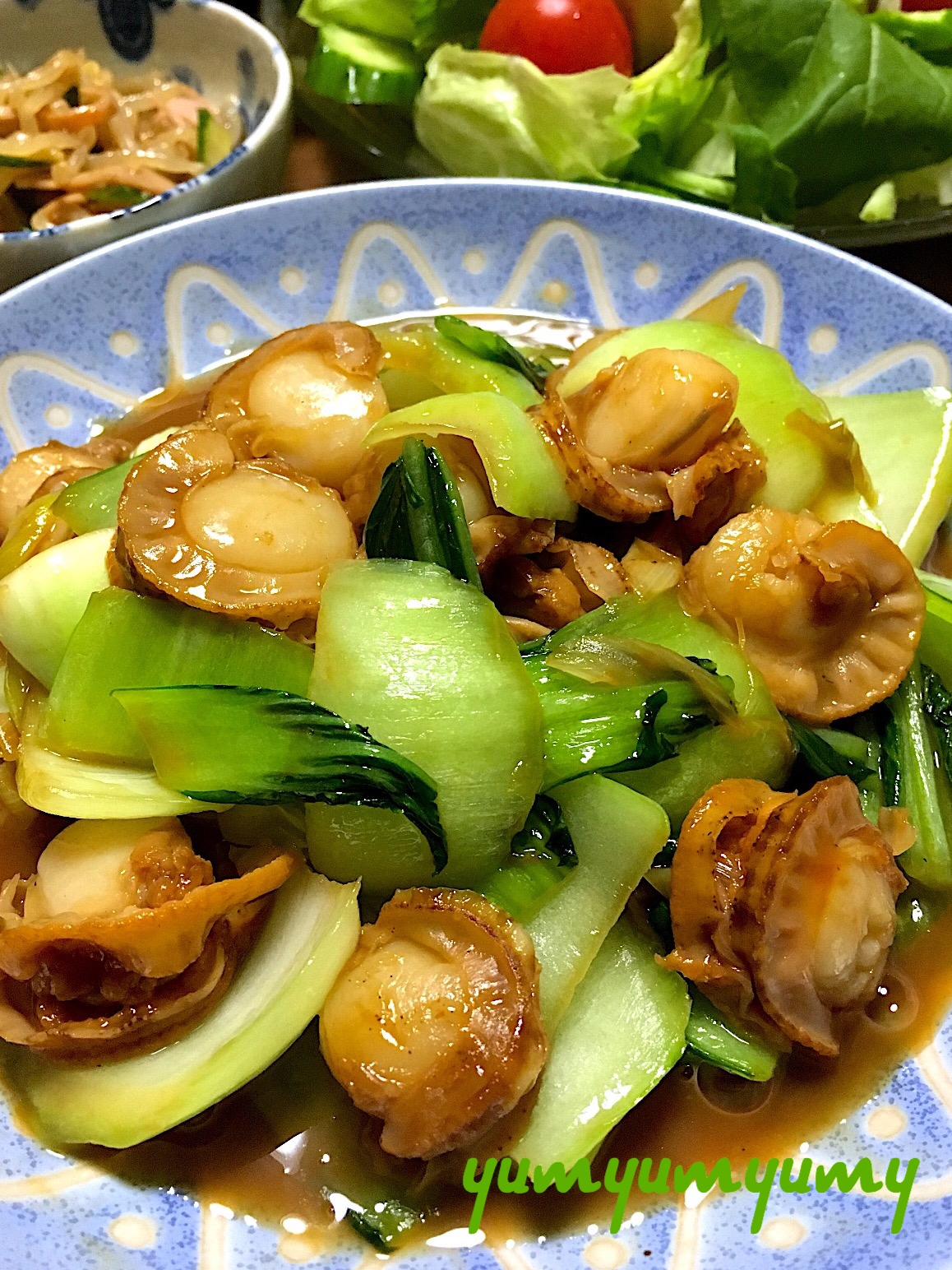 ベビーホタテと青梗菜の中華炒めです☆食べ応え満点♪