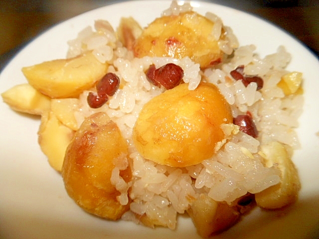 炊飯器で☆栗と小豆のおこわ☆