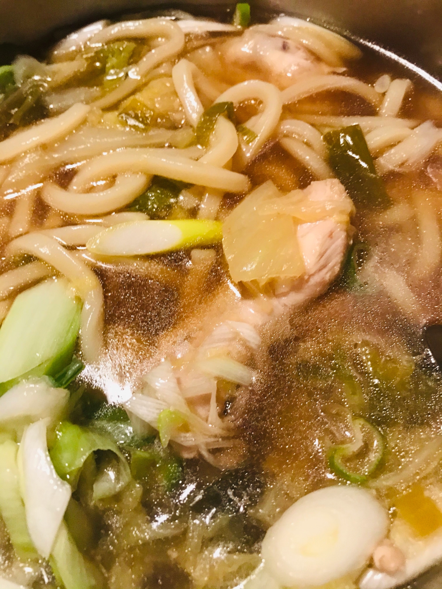 白菜　ネギ　鶏手羽元　うどん　圧力鍋