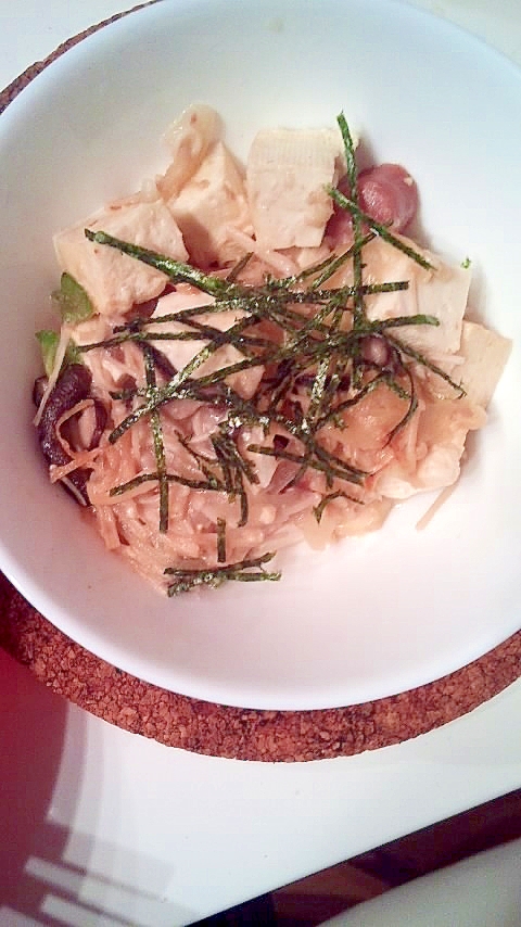 豆腐えのきチーズご飯！夜食にどうぞ！