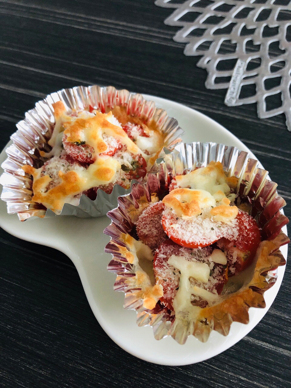 トースター アルミカップ ミニトマトパン粉チーズ レシピ 作り方 By Ma Ma Yu Mi 楽天レシピ