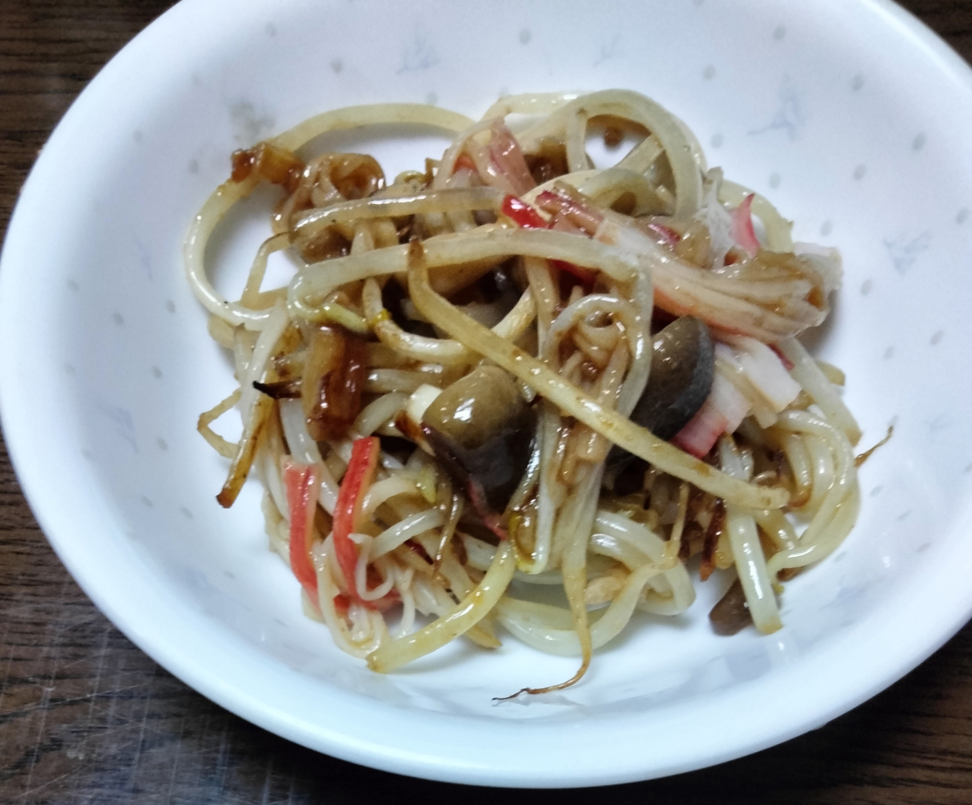 もやしカニカマしめじの焼肉のタレ炒め