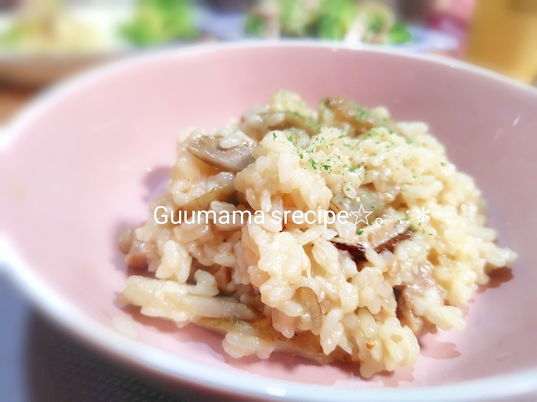 フライパンで簡単♡和洋風♡ごぼうと鶏肉のリゾット