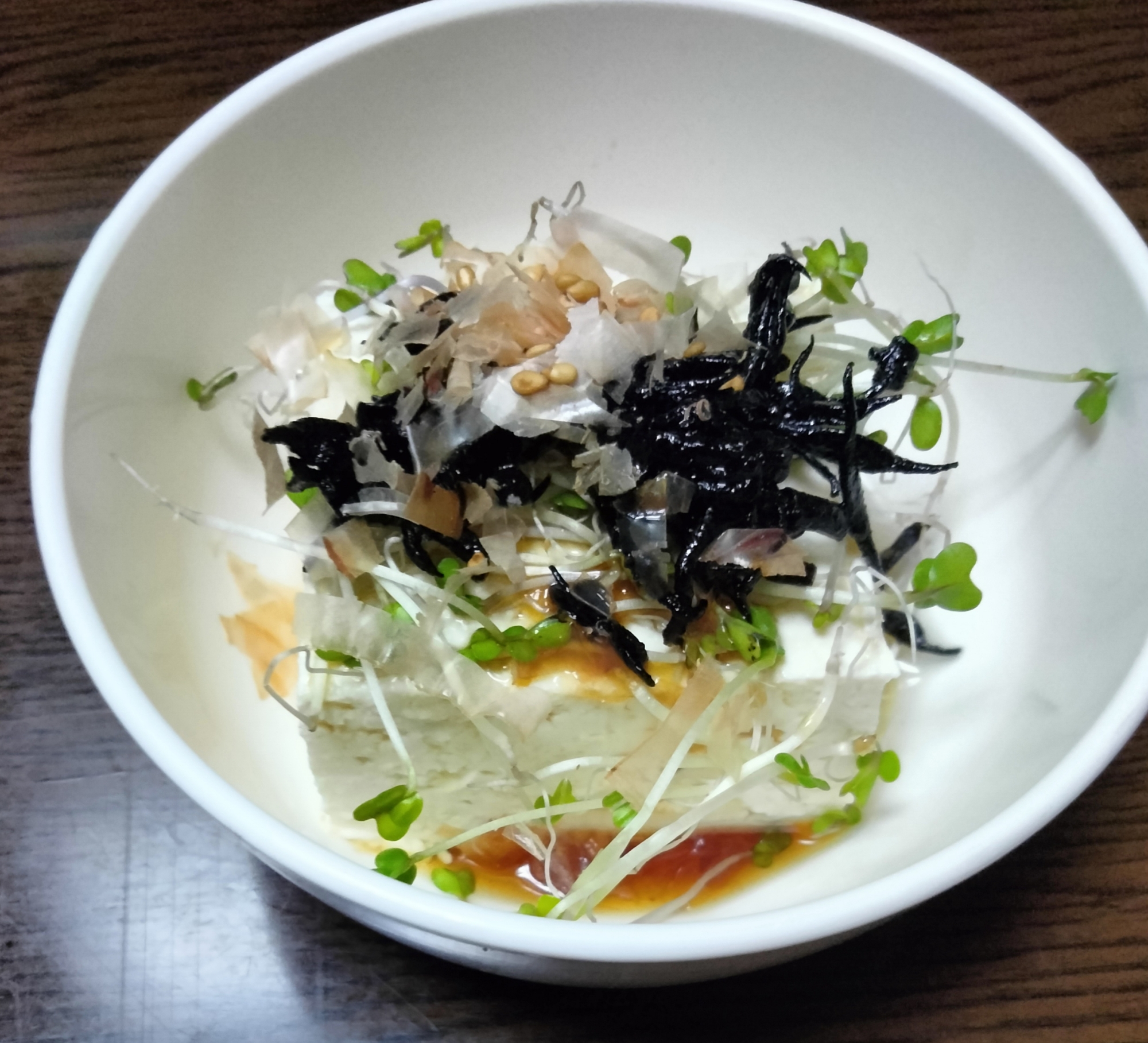 冷奴アレンジ スプラウト&佃煮