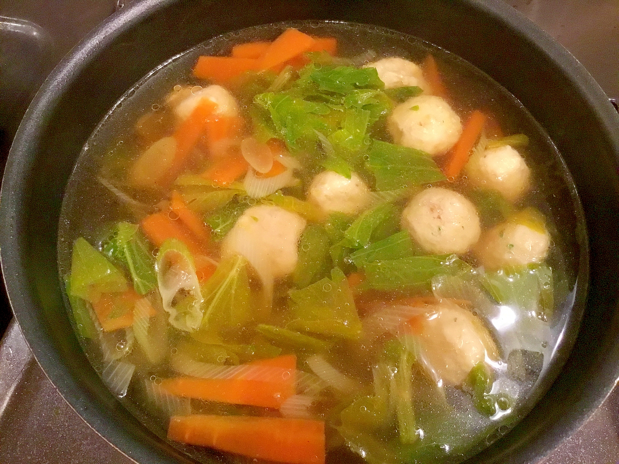 水菜と肉団子のスープ