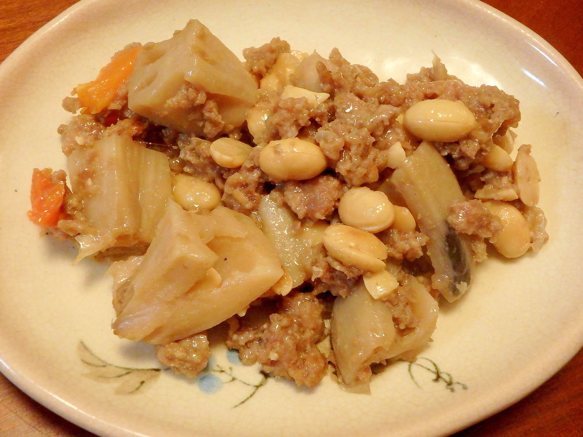 ホットクックで★れんこんと大豆のそぼろ煮