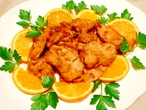 鶏胸肉☆オレンジ照り焼き