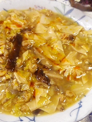 白菜あさり干し海老椎茸の煮物