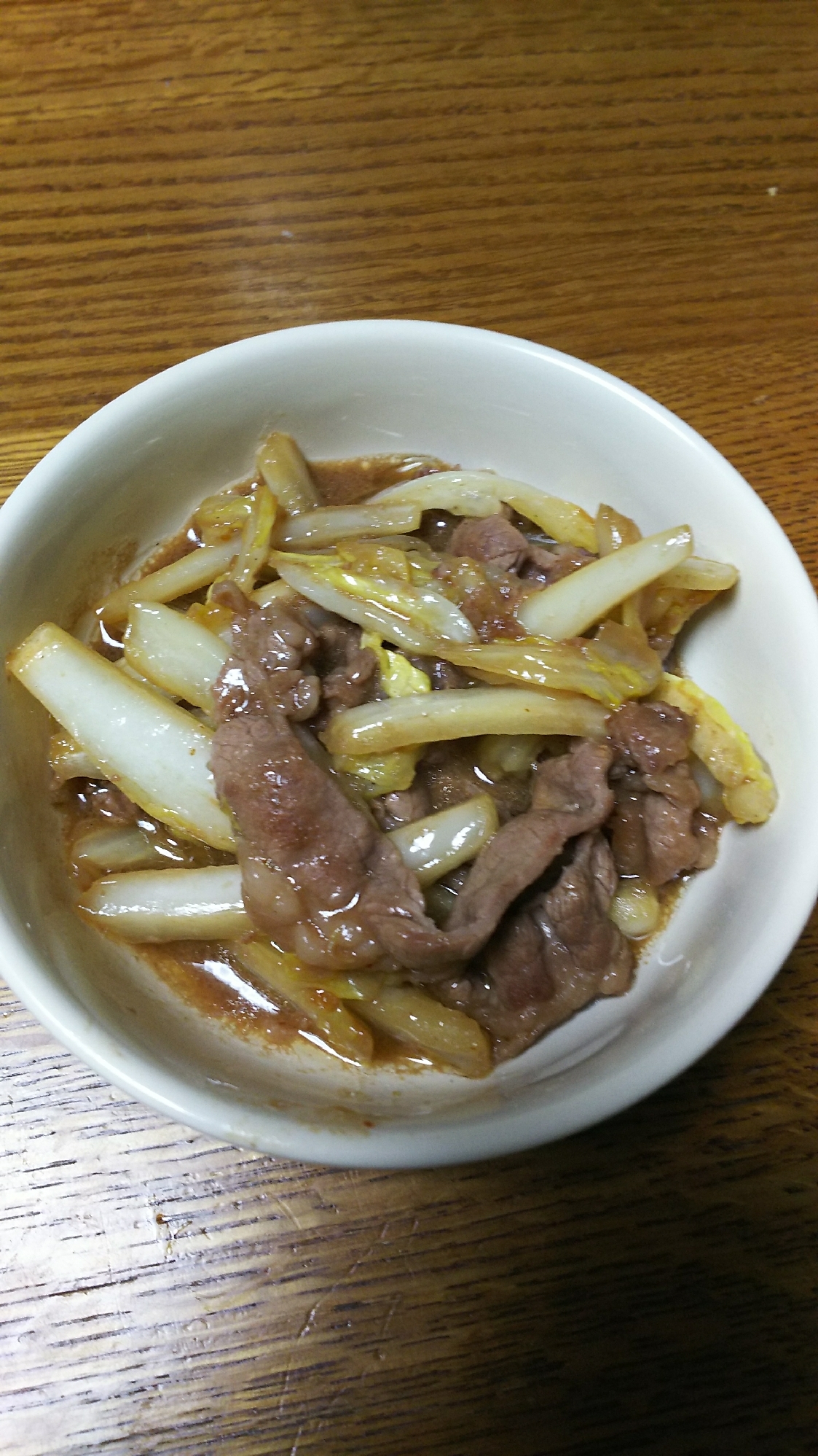 白菜と牛肉の焼肉のたれ炒め