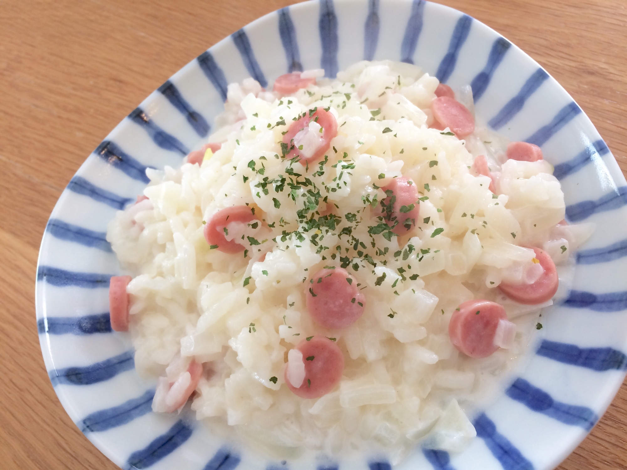 幼児食！ソーセージ入りミルクリゾット