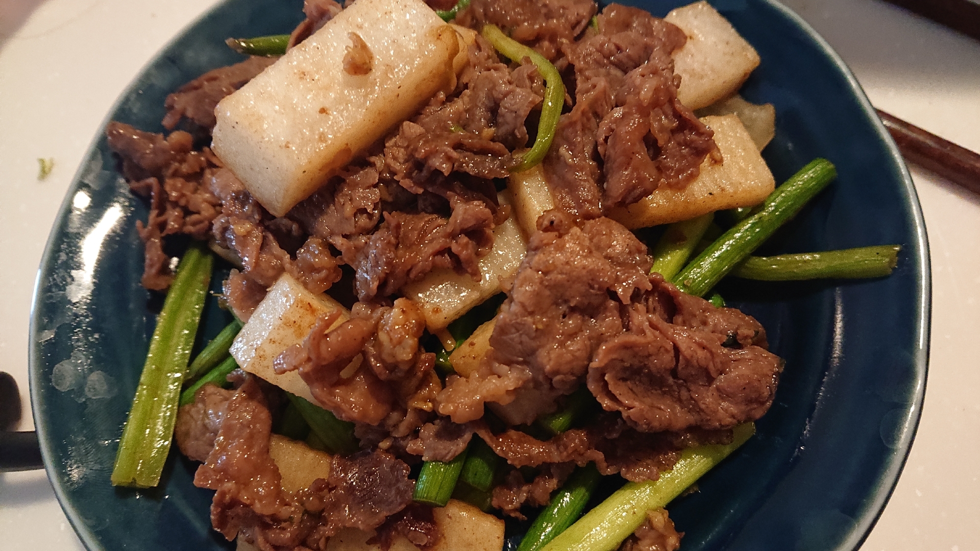 牛肉の醤油炒め