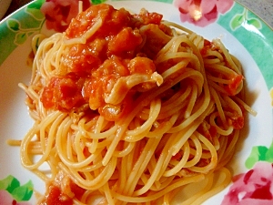 圧力鍋で　ポークトマトスパゲティ