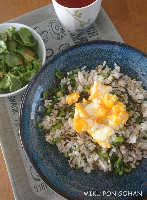 アンチョビと菜の花の混ぜごはん【レンジ】