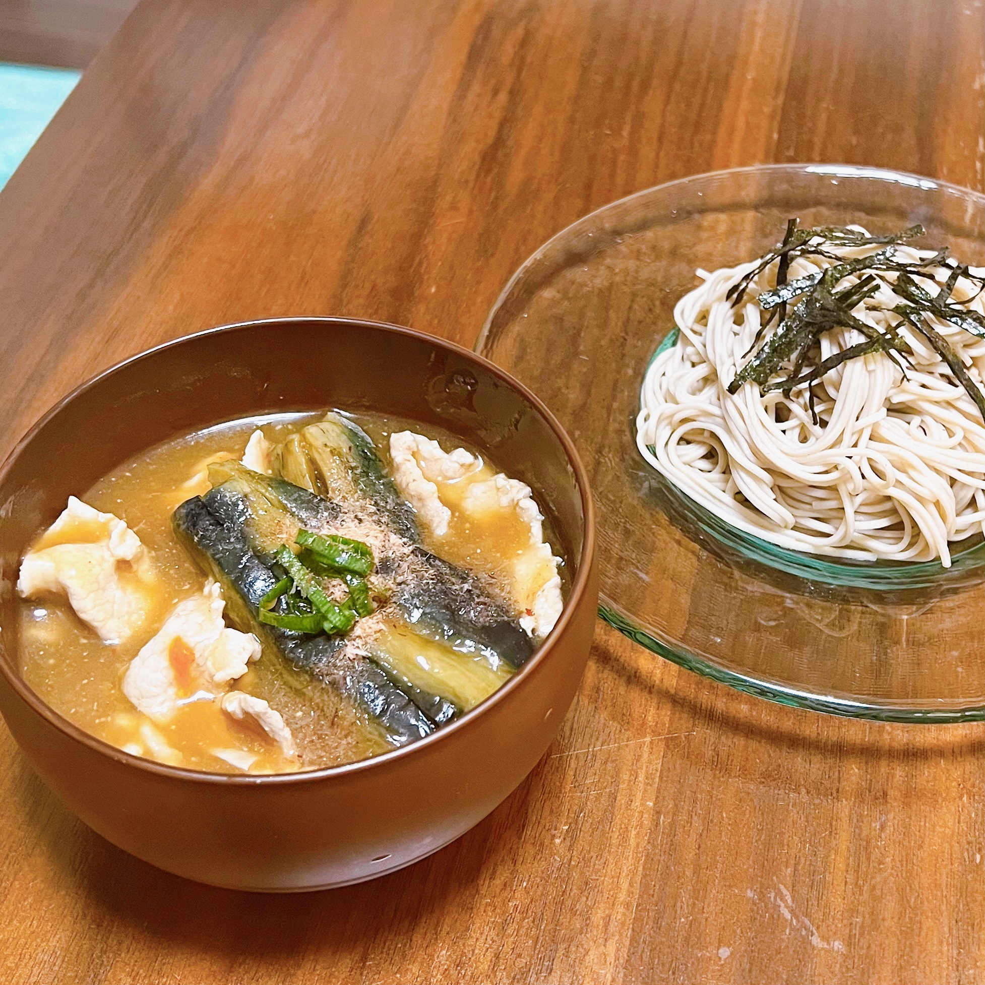 お蕎麦でスタミナつけ麺♫