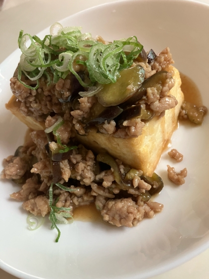 豆腐ステーキの茄子そぼろあんかけ