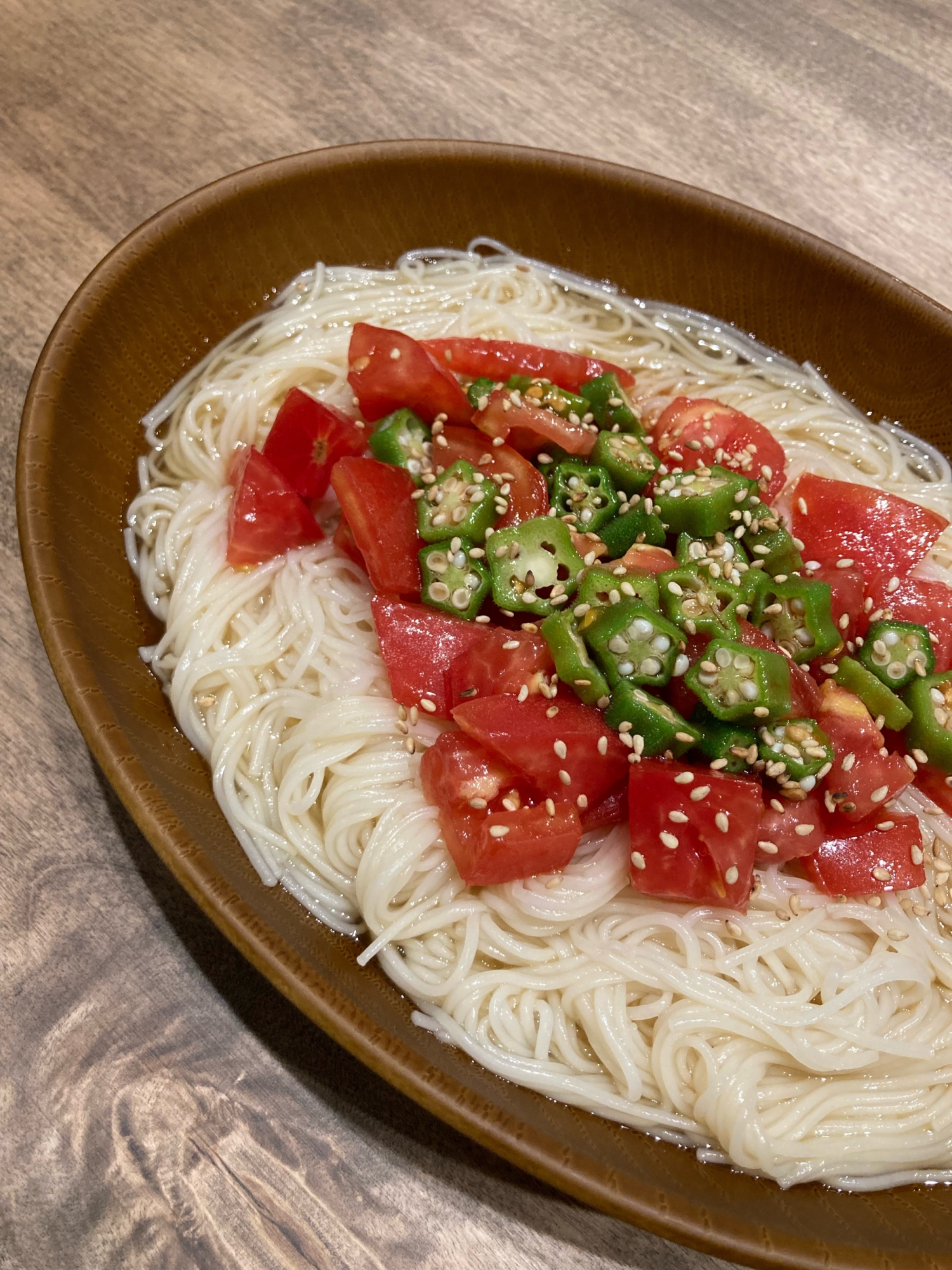 トマトとオクラのさっぱり素麺☆