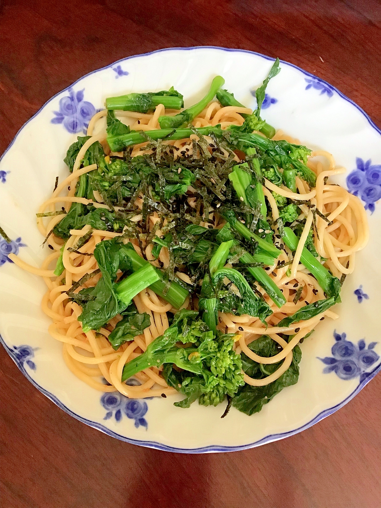 菜の花の明太スパゲティー。