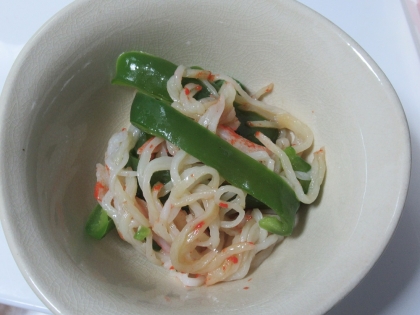 電子レンジで☆ピーマンとカニカマの中華和え