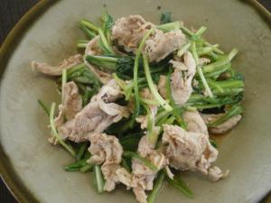 壬生菜と豚肉の炒め