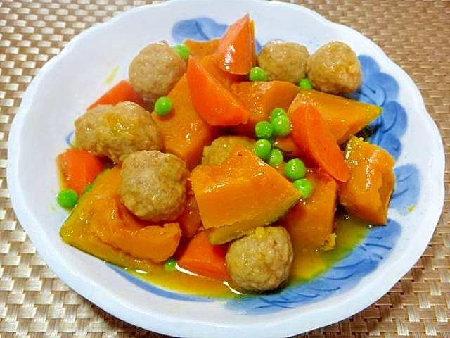 かぼちゃと肉団子人参の煮物 レシピ 作り方 By Mint 楽天レシピ