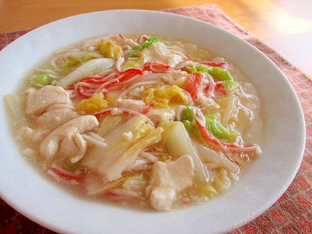 白菜とカニかまのくずし豆腐あんかけ♪