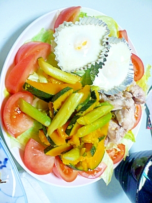 鶏肉と夏野菜のおかずサラダ