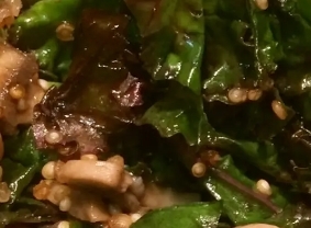 菜の花えのきケールめかぶモヤシの温サラダ