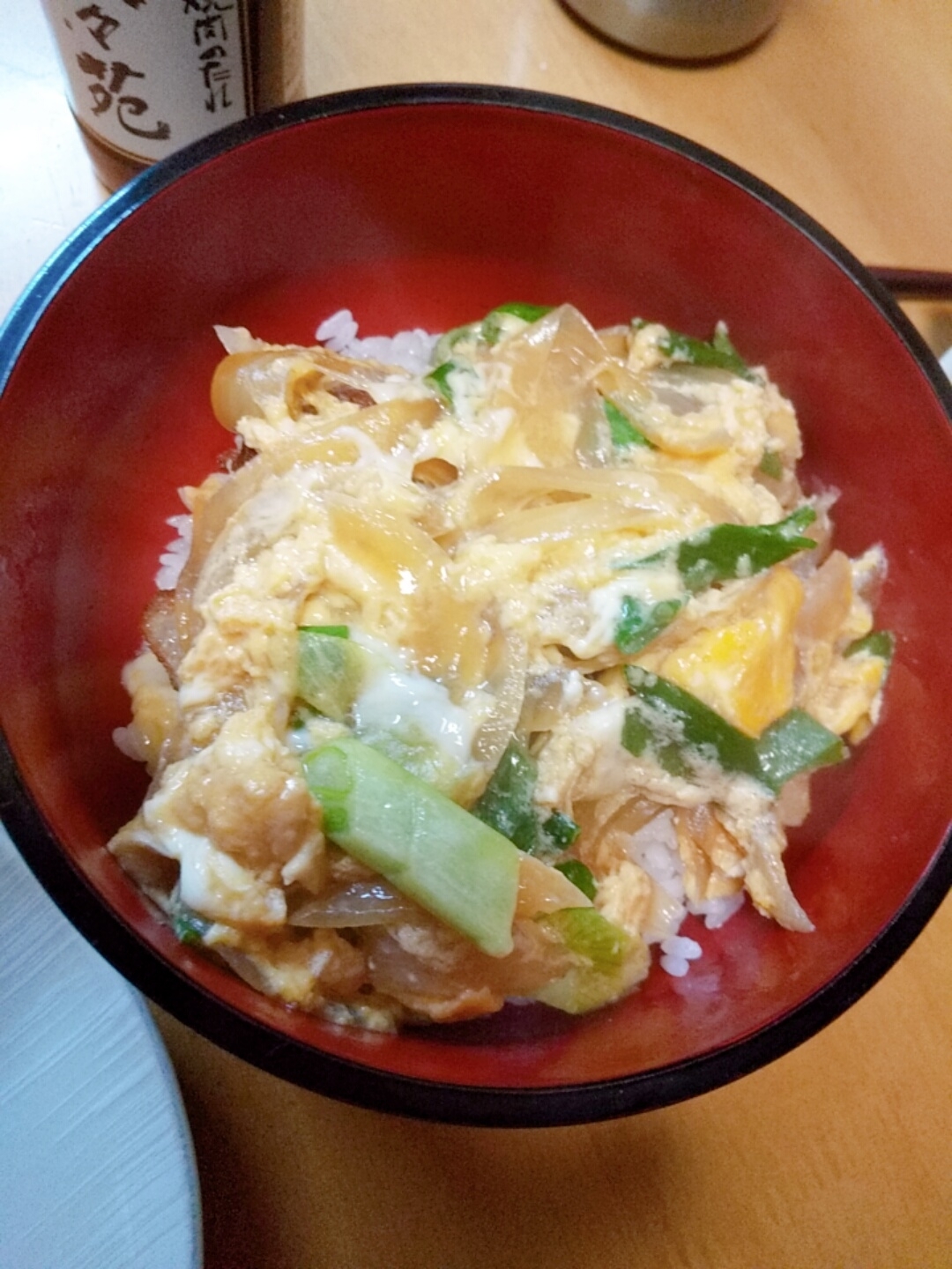 玉ねぎと青ネギの簡単丼