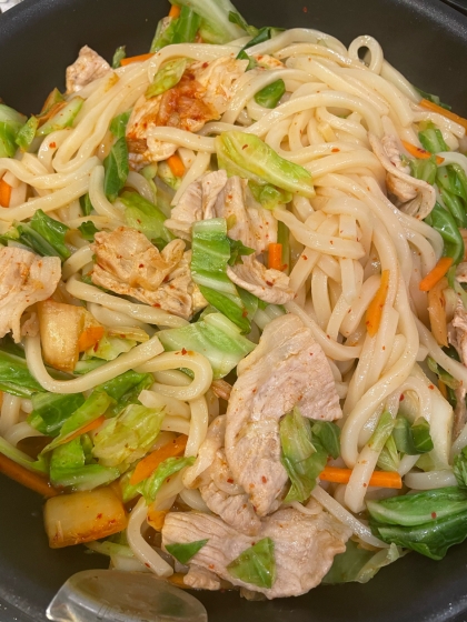 豚キムチ焼きうどん