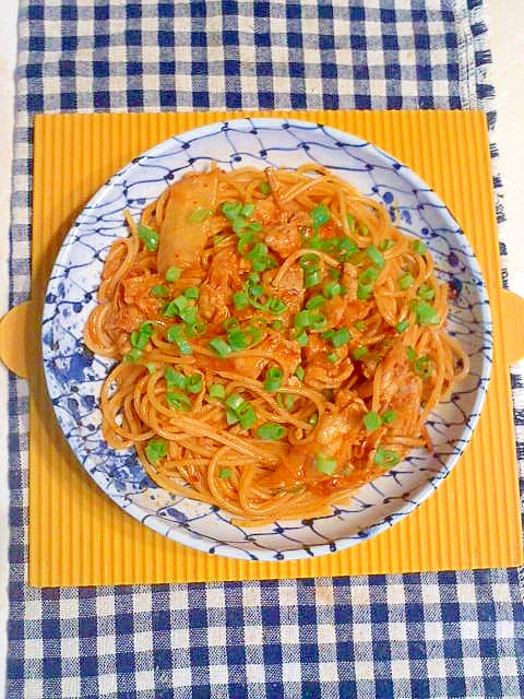 豚キムチのトマトのパスタ♪