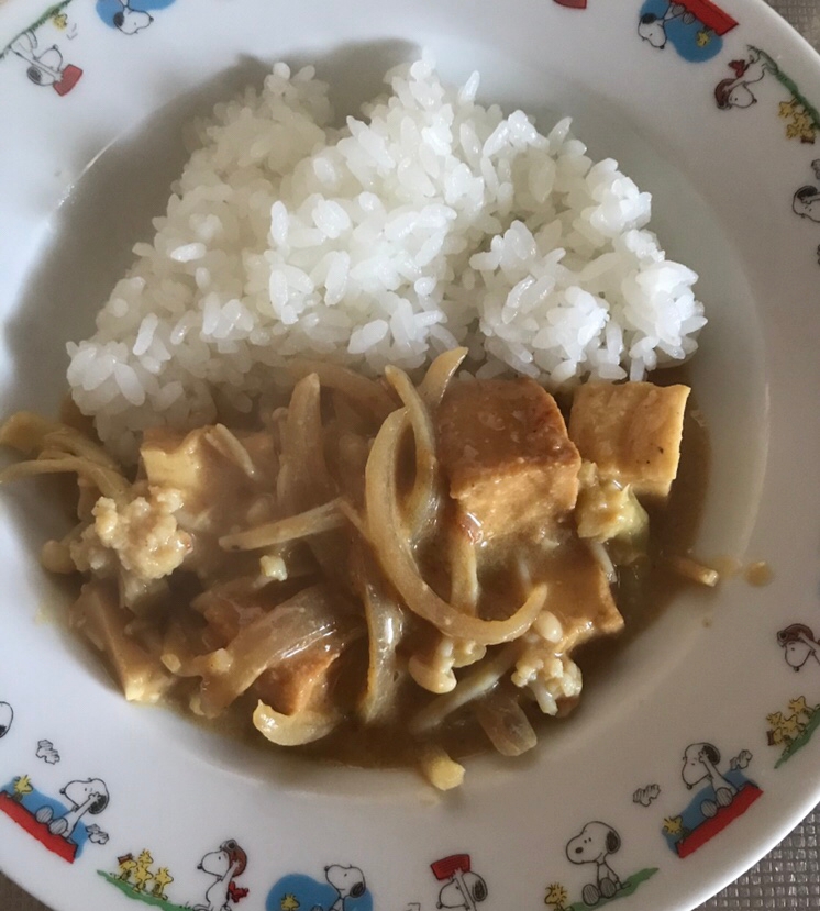 厚揚げとえのき、カリフラワーの豆乳カレー