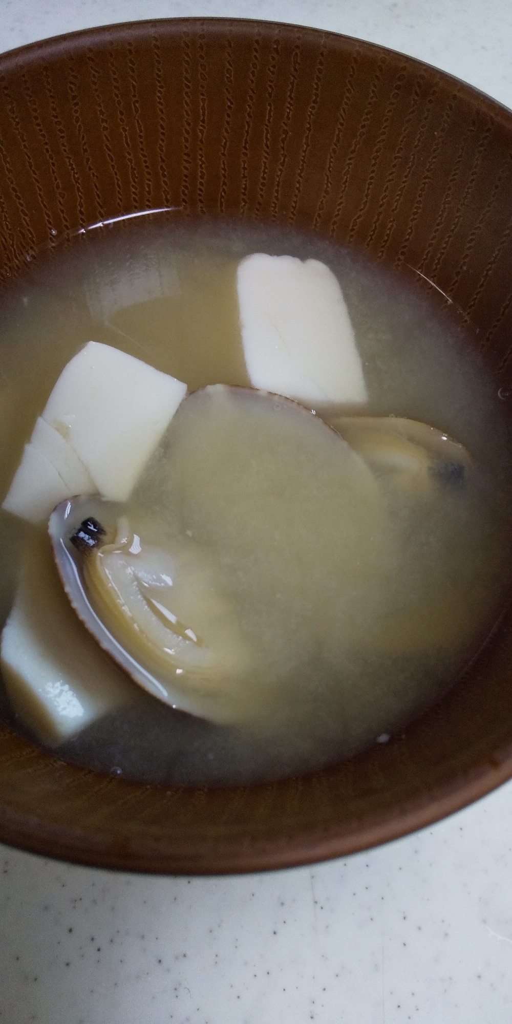 冷凍あさりと豆腐のお味噌汁