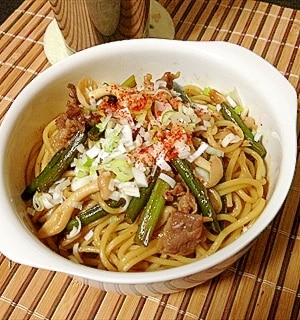 国産牛生姜焼きそばのレシピ