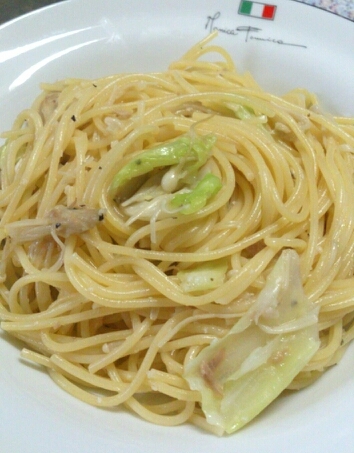 キャベツとツナの塩麹パスタ