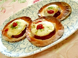 餃子の皮ｄｅ❤ツーン！薩摩芋と青海苔のマヨチーズ