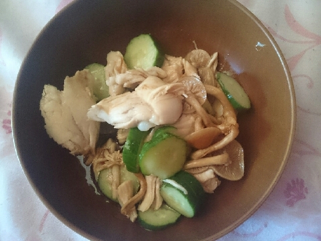 ヘルシーささみと胡瓜なめこの和え物