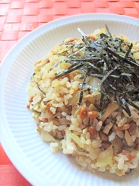 塩分控えめ♪舞茸納豆チャーハン