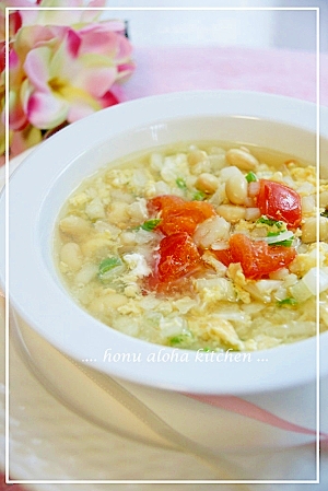 大豆入り卵スープ