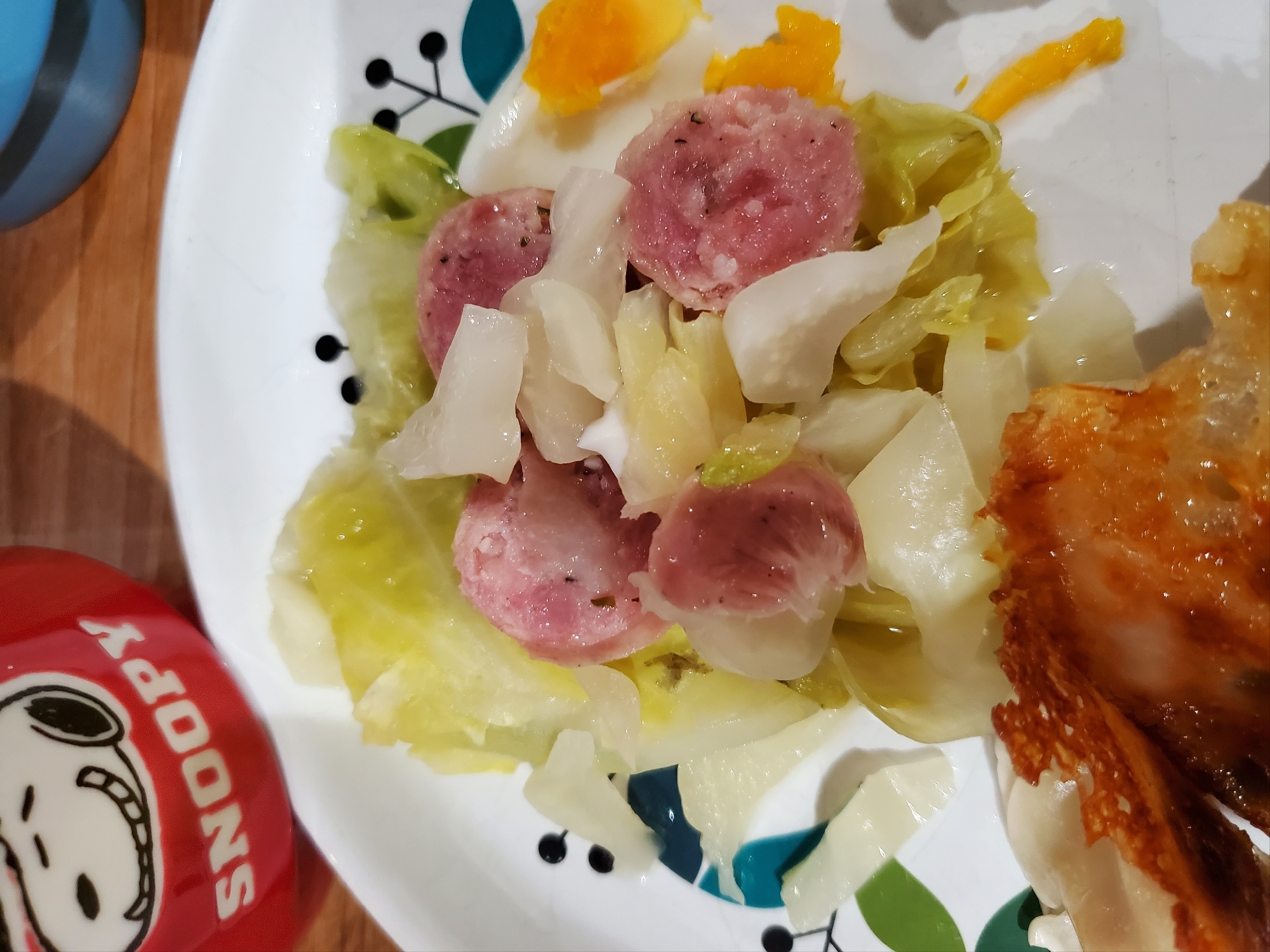 キャベツ、ウインナーのせいろ蒸し
