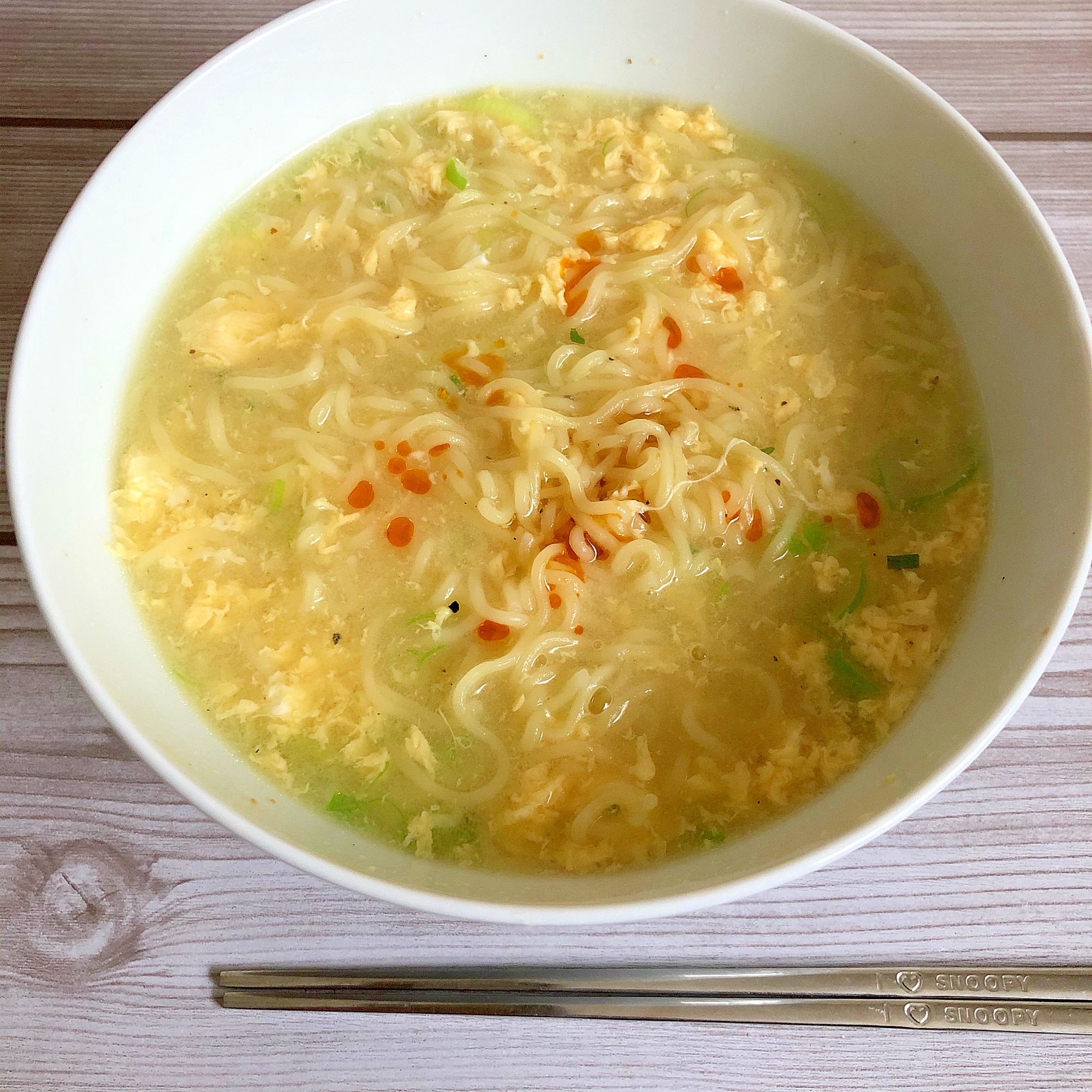 塩ラーメンで　簡単酸辣湯麺♪