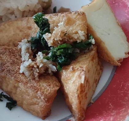 焼き厚揚げ（花鰹香る しょうが醤油）